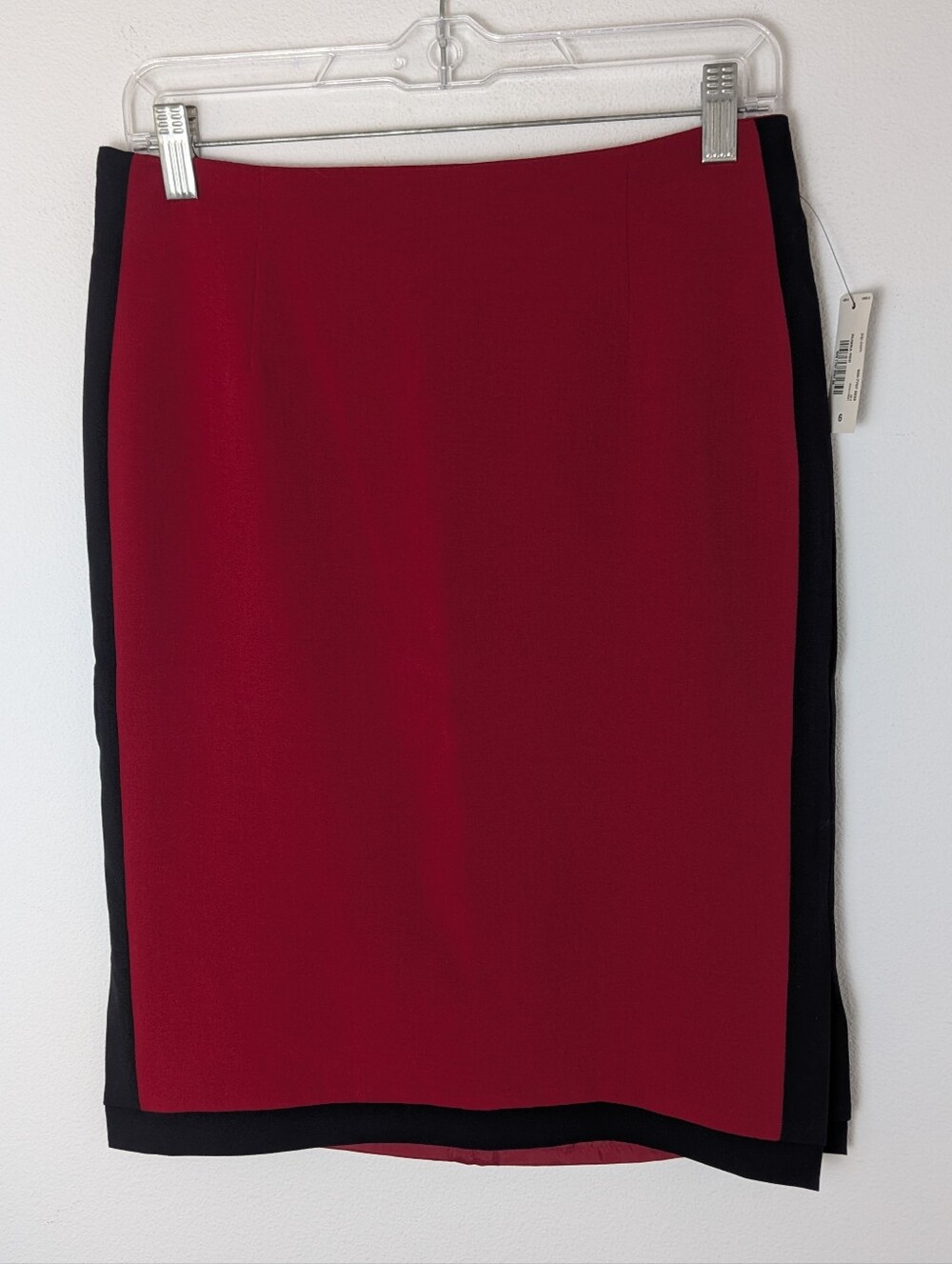 Worthington Women’s Colorblock Pencil Skirt Red Black Lined Knee Length Sz 6